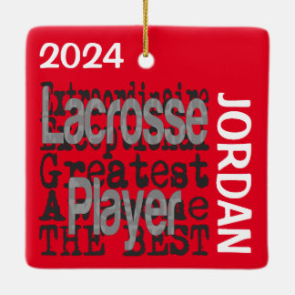 Ornamento De Cerâmica Lacrosse Player Extraordinário PERSONALIZADO