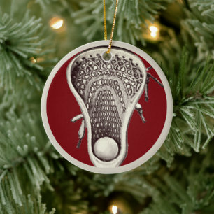 Ornamento De Cerâmica Lacrosse Player Personalizado 2025