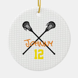 Ornamento De Cerâmica Lacrosse Stick Net Name Number
