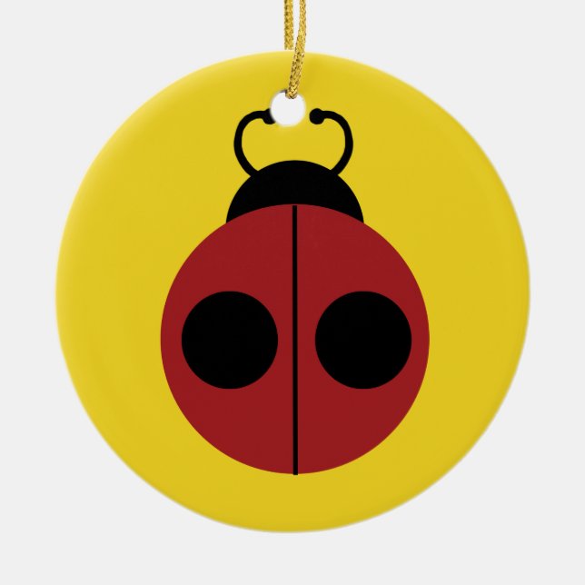 Ornamento De Cerâmica Ladybug 60s retro legal vermelho (Frente)