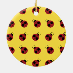 Ornamento De Cerâmica Ladybug 60s retro legal vermelho