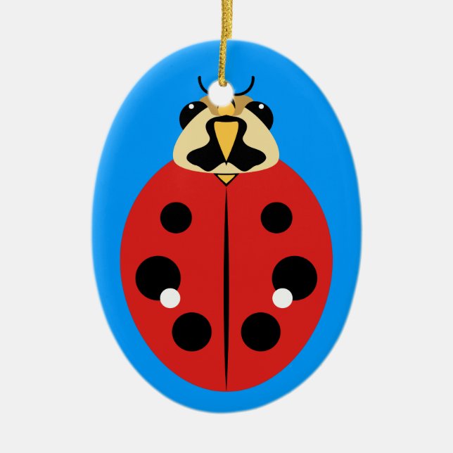 Ornamento De Cerâmica Ladybug Beetle Red (Frente)