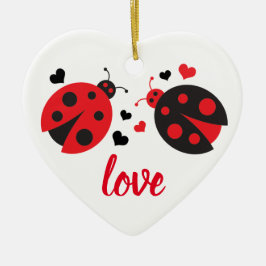 Ornamento De Cerâmica Ladybug Namorados Amor Ornament Heart