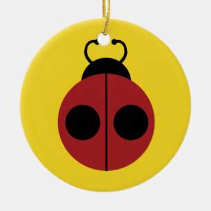 Ornamento De Cerâmica Ladybug Red e Yellow Cute