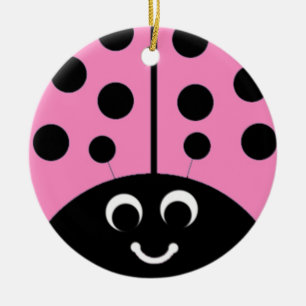 Ornamento De Cerâmica ladybug rosa