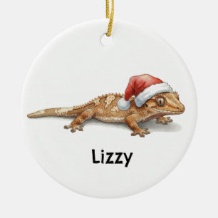 Ornamento De Cerâmica Lagarto Crestada Personalizado no Natal