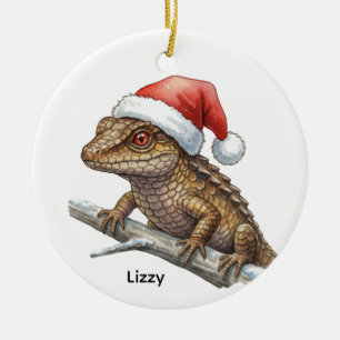 Ornamento De Cerâmica Lagarto-crocodilo de olhos vermelhos personalizado