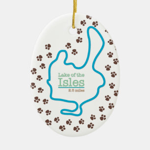 Ornamento De Cerâmica Lago das ilhas com impressões de pata de cão