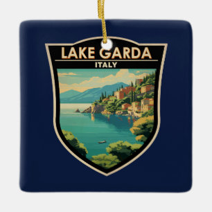 Ornamento De Cerâmica Lago di Garda Italia Viagem Art Vintage