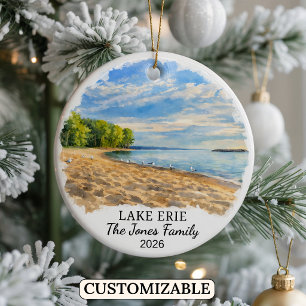 Ornamento De Cerâmica Lago Erie Personalizado, Pensilvânia Personalizada