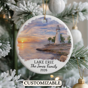 Ornamento De Cerâmica Lago Erie Personalizado, Pensilvânia Personalizada