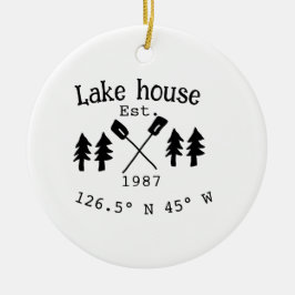 Ornamento De Cerâmica Lago House ets. Data ano em que as coordenadas per