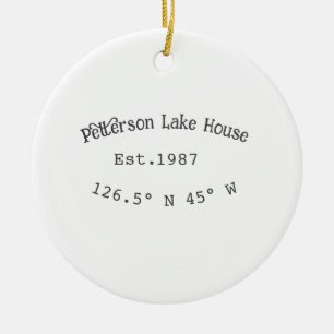 Ornamento De Cerâmica Lago House ets. Data ano em que as coordenadas per