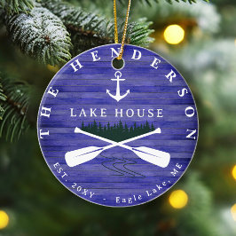 Ornamento De Cerâmica Lago House Pine Family Name Tree Personalizado
