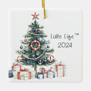 Ornamento De Cerâmica Lago Life Náutica Ornament de Árvore de Natal 2024