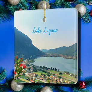 Ornamento De Cerâmica Lago Lugano - pintura