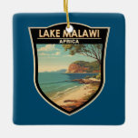 Ornamento De Cerâmica Lago Malawi Africa Viagem Art Vintage<br><div class="desc">Lago Malawi vetor trabalho de arte design. O lago Malawi,  também conhecido como Lago Nyasa,  na Tanzânia,  e Lago Niassa,  em Moçambique,  é um lago Excelente africano.</div>
