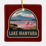 Ornamento De Cerâmica Lago Manyara Parque Nacional Tanzânia Viagem Vinta<br><div class="desc">Trabalho de arte de vetor do lago Manyara. O Parque Nacional do Lago Manyara apresenta um lago alcalino superficial atraindo mais de um milhão de flamingos como atração da natureza da Tasmânia.</div>