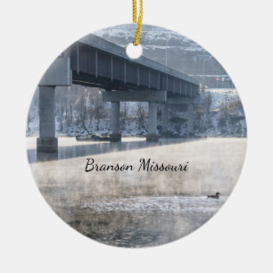 Ornamento De Cerâmica Lago Taneycomo Foggy Winter Fisheries Ornament