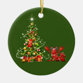 Ornamento De Cerâmica Lagosta com chapéu, Natal