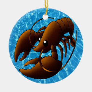 Ornamento De Cerâmica Lagosta Laranja De Cartoon