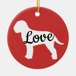 Ornamento De Cerâmica Lagotto Love White e Black