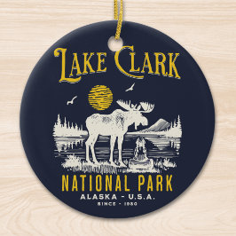 Ornamento De Cerâmica Lake Clark National Park VIntage Forest Landscape