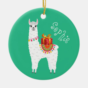 Ornamento De Cerâmica Lama bonitinha de Natal Funky Alpaca