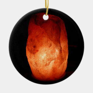 Ornamento De Cerâmica Lâmpada iluminada com sal de himalaia alaranjada 