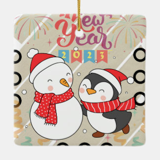 ORNAMENTO DE CERÂMICA LANÇAMENTO DO CORAÇÃO ANO NOVO