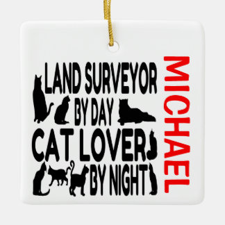 Ornamento De Cerâmica Land Surveyor ama Cats CUSTOM
