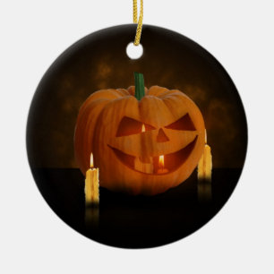 Ornamento De Cerâmica Lanterna de Abóbora Halloween com Velas