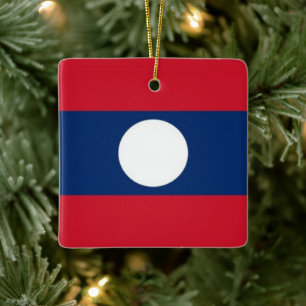 Ornamento De Cerâmica LAOS FLAG zLA001,