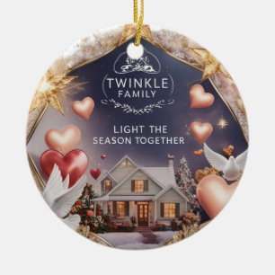 Ornamento De Cerâmica Lar Aconchegante Luz da Família Twinkle Ilumina a 