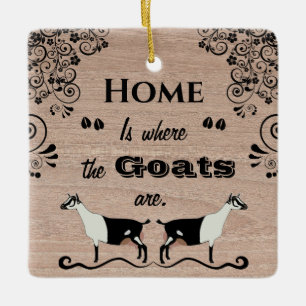 Ornamento De Cerâmica Lar é onde estão os Caprinos - Cabra Leiteira Alpi