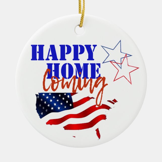 Ornamento De Cerâmica Lar Patriótico Militar Americano Vindo (Frente)