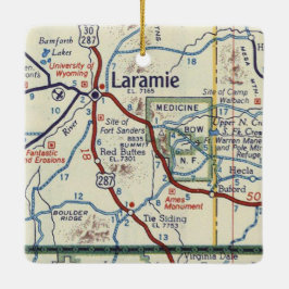 Ornamento De Cerâmica Laramie WY Vintage Map