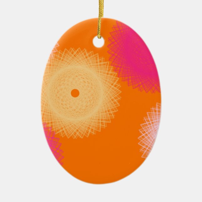 Ornamento De Cerâmica laranja & rosa cor pop (Frente)