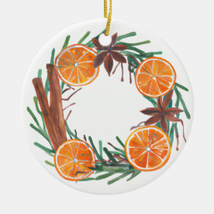 Ornamento De Cerâmica Laranjas e canela