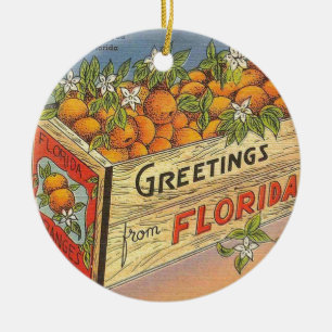Ornamento De Cerâmica Laranjas retros de Florida do vintage