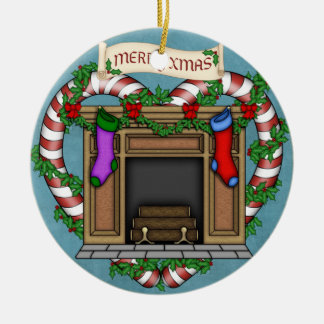Ornamento De Cerâmica Lareira do Natal
