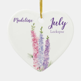 Ornamento De Cerâmica Larkspur Julho Birth Flower