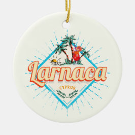 Ornamento De Cerâmica Larnaca Chipre Retro Cocktail Vintage Sunset