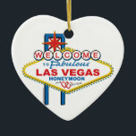 Ornamento De Cerâmica Las Vegas Honeymoon<br><div class="desc">Retro Vegas design</div>