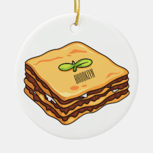 Ornamento De Cerâmica Lasagna cartoon illustration