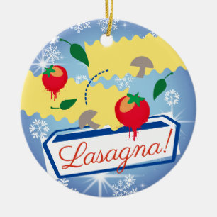 Ornamento De Cerâmica Lasagna Italian food Christmas tree ornament