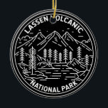 Ornamento De Cerâmica Lassen Volcanic Park California Monoline<br><div class="desc">Lassen design de parque nacional vulcânico em estilo minimalista e monolítico</div>
