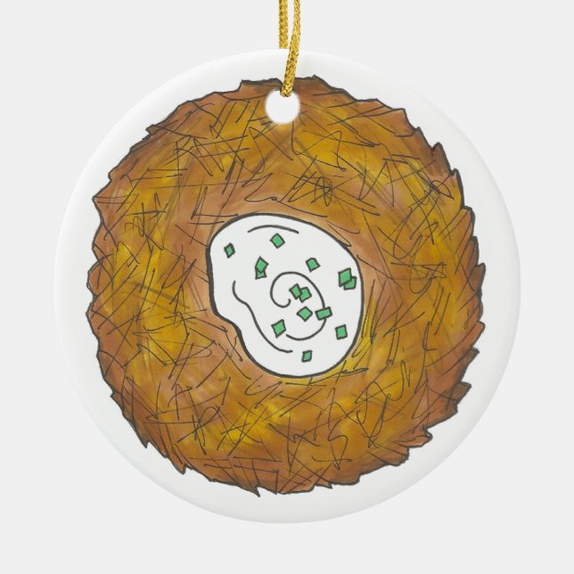 Ornamento De Cerâmica Latkes Feliz Hanukkah Chanukah Feriados Judeus (Frente)