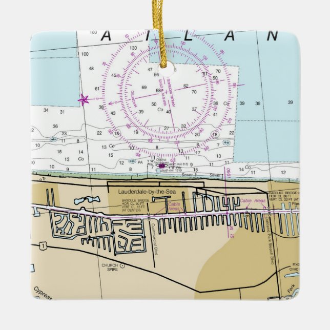 Ornamento De Cerâmica Lauderdale Pelo Gráfico Marítimo Náutico (Frente)