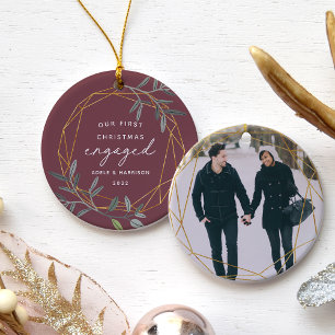 Ornamento De Cerâmica Laurel Leaf Primeiro Envolvido no Natal